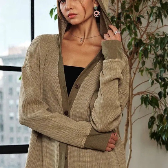 NWT MINERAL WASHED HOODIE CARDIGAN - Picture 2 of 4